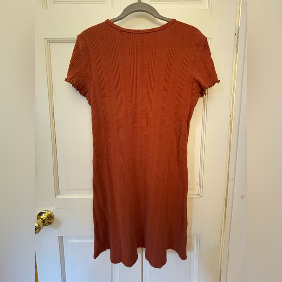 Orange Cotton Stretchy Mini Dress - Knit T-Shirt Dress - Size M - American Eagle - Picture 2 of 5